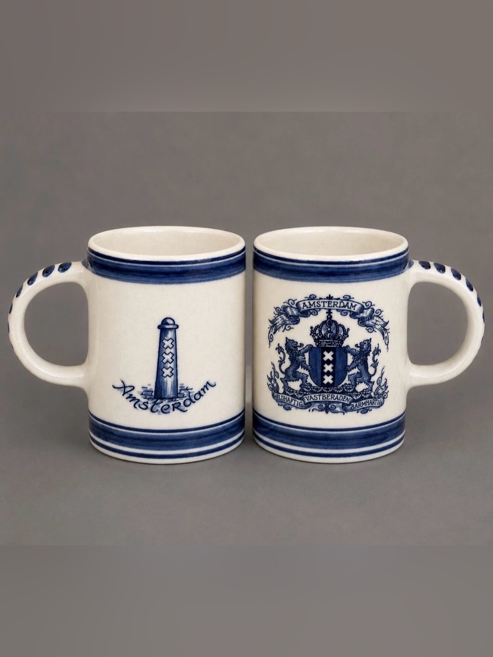 Vintage Delft Blue Mini 3” Amsterdam Stein Mug Cup Numbered Made in Holland